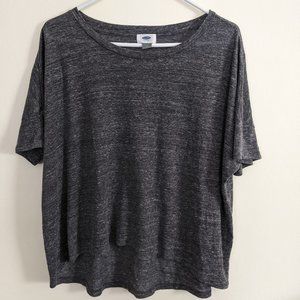 Dolman-Sleeve Cropped Tee, Dark Gray